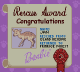 Barbie: Pet Rescue (Game Boy Color) screenshot: When done you get a certificate