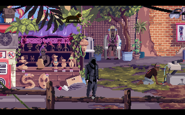 VirtuaVerse (Windows) screenshot: The tropical (judging by the sound of the names, probably African) town.
