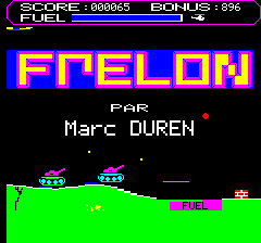 Frelon (Oric) screenshot: Title screen