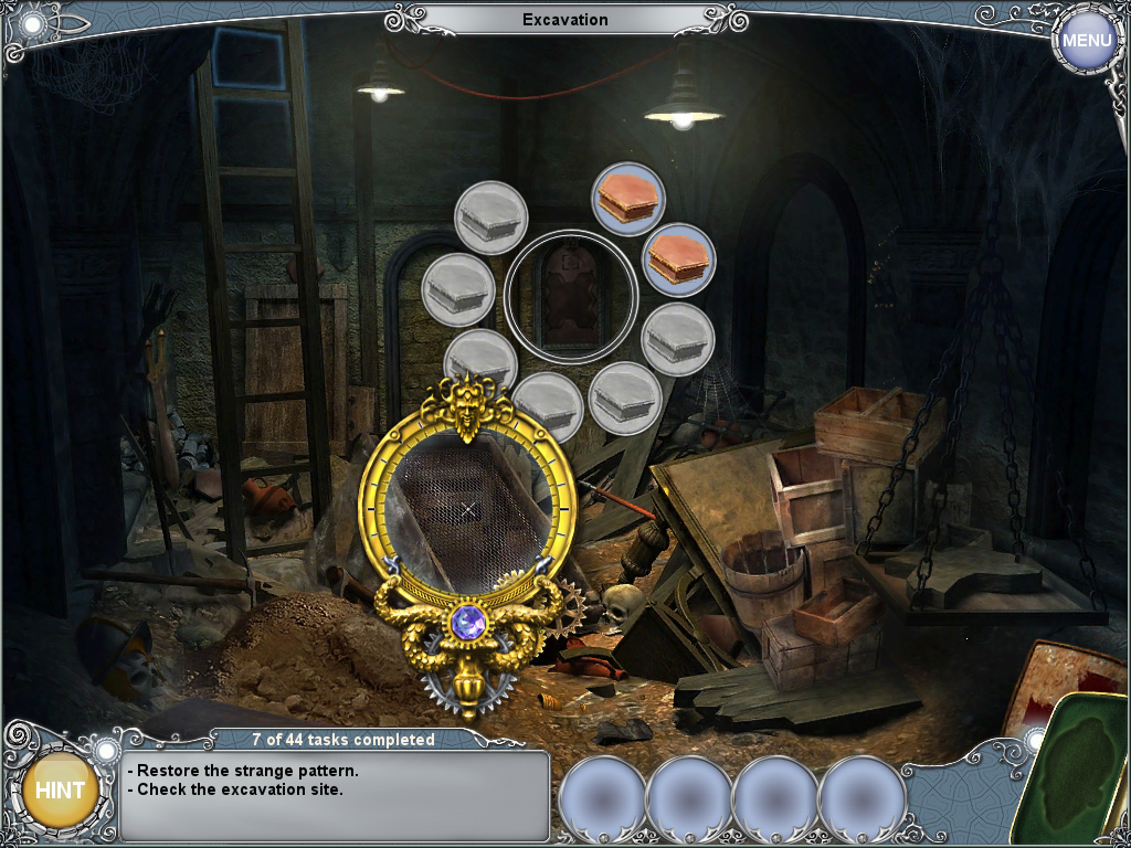Treasure Seekers: The Time Has Come (iPad) screenshot: Using the XGlass the locate any hidden tiles.