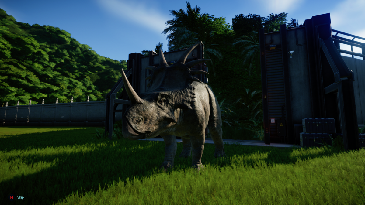 Jurassic World: Evolution - Dinosaur Pack (Xbox One) screenshot: Releasing a new Styracosaurus