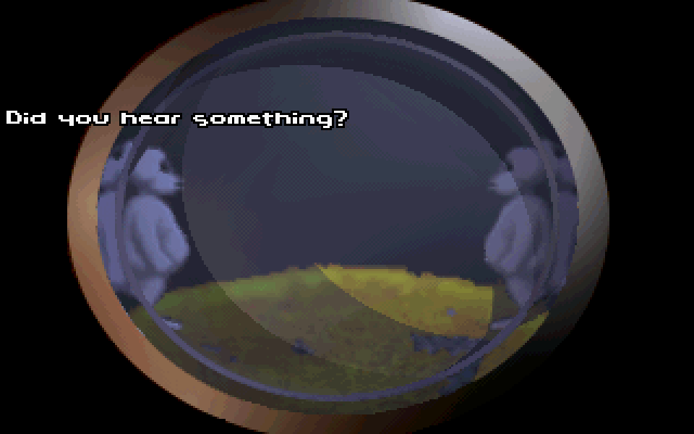 Alien Incident (DOS) screenshot: Checking the peep hole