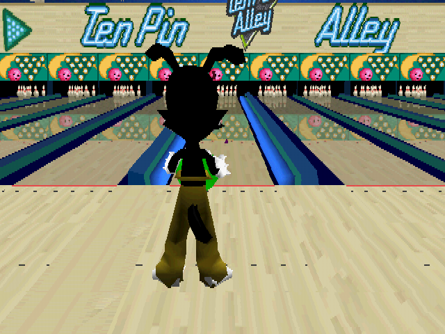 Animaniacs: Ten Pin Alley (PlayStation) screenshot: Ten Pin Alley! Positioning the character...