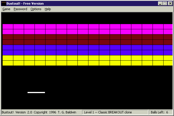 Bustout! (Windows) screenshot: The start of a game