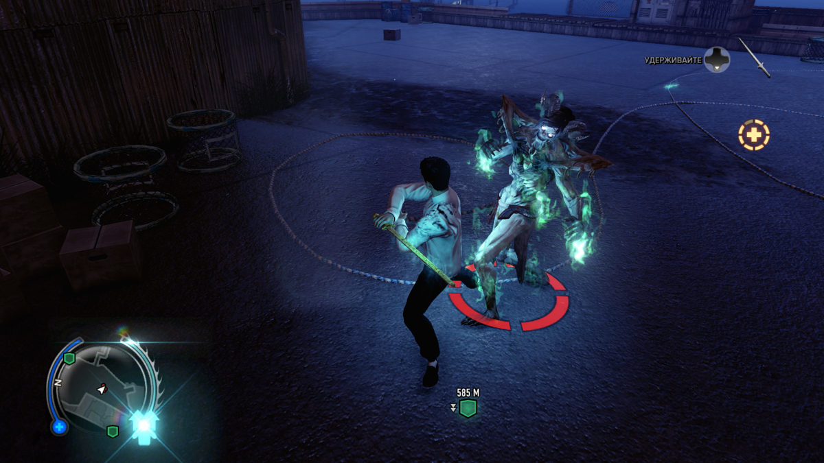 Sleeping Dogs: Nightmare in North Point (Windows) screenshot: Wooden sword proves to be very helpful against devil spawn