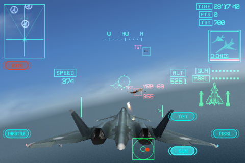 Ace Combat Xi: Skies of Incursion (iPhone) screenshot: Enemy in sight