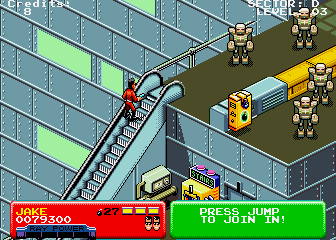 Escape from the Planet of the Robot Monsters (Arcade) screenshot: Time to attack
