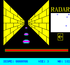 3D Munch (Oric) screenshot: The bar gets charged