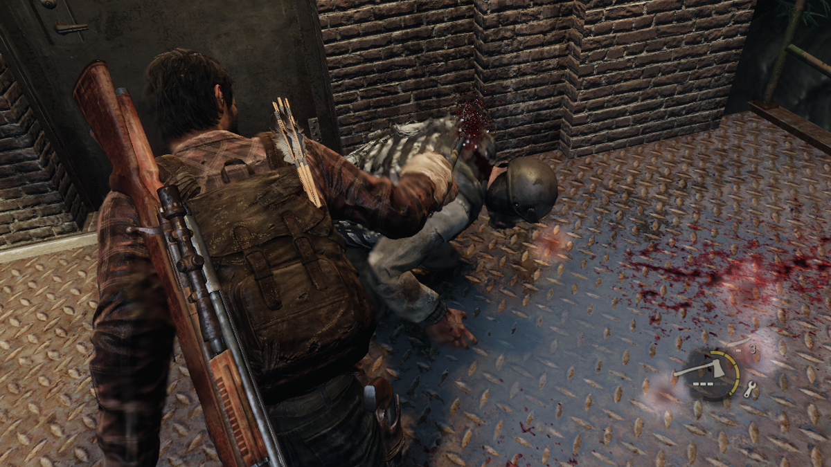 The Last of Us (PlayStation 3) screenshot: With the ax melee kills are so quick