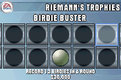 Tiger Woods PGA Tour 2004 (Game Boy Advance) screenshot: A look at the trophy case