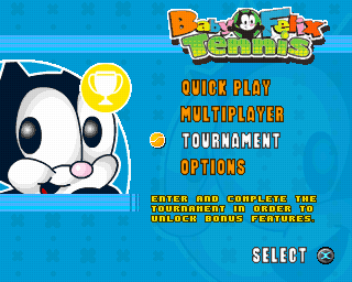 Baby Felix Tennis (PlayStation) screenshot: Main menu.