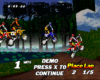 VMX Racing (PlayStation) screenshot: Yohoo! Again.