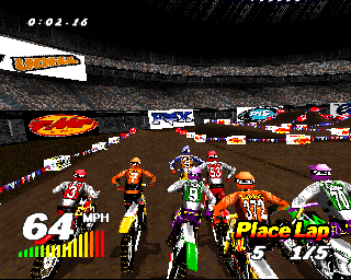 VMX Racing (PlayStation) screenshot: A race just started.