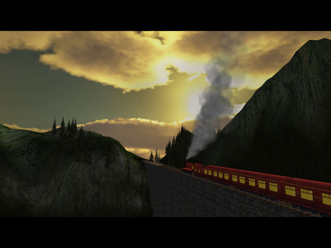 Harry Potter and the Prisoner of Azkaban (Windows) screenshot: As the third year of study ends Harry rides the train into the sunset