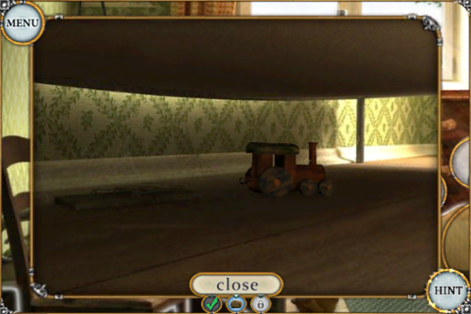 Treasure Seekers: Visions of Gold (iPhone) screenshot: Looking under the bed for a toy