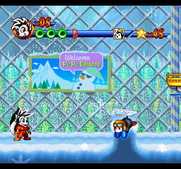 Punky Skunk (PlayStation) screenshot: Obligatory snow level.