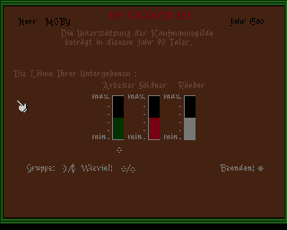 Fugger (Amiga) screenshot: Finance