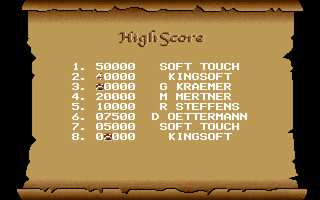 Wizards Castle (Amiga) screenshot: High score table