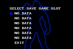 Blackthorne (Game Boy Advance) screenshot: Choose one amongst SIX (!) files to save your game progress.