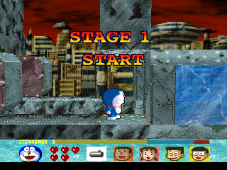 Doraemon: Nobita to Fukkatsu no Hoshi (PlayStation) screenshot: Oh, it's... Stage 1.