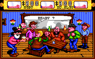 Western Games (Amiga) screenshot: Arm Wrestling.