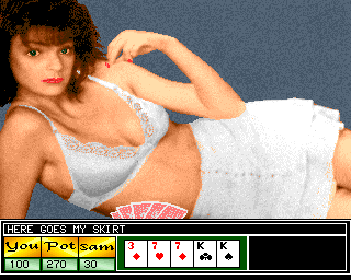 Strip Poker II Plus (Amiga) screenshot: Sam in bra