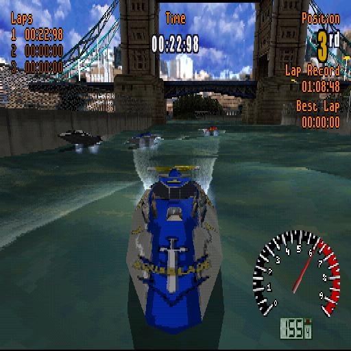 Aqua GT (PlayStation) screenshot: The actual race. Hope I can reach the 1st position.