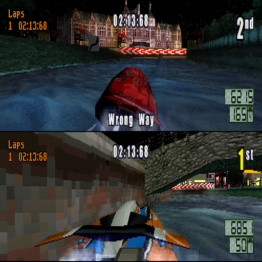 Aqua GT (PlayStation) screenshot: Meanwhile... Multi player mode. Right now I'm alone, so yeah, useless.