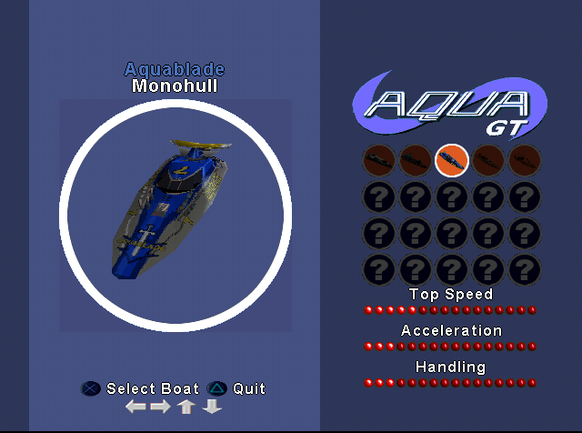 Aqua GT (PlayStation) screenshot: Select boat.