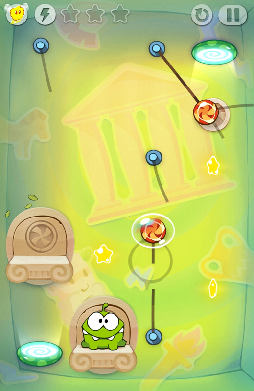 Cut the Rope: Time Travel (Android) screenshot: Start thinking with portals (and switches)