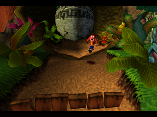 Crash Bandicoot (PlayStation) screenshot: Indiana Jones-style