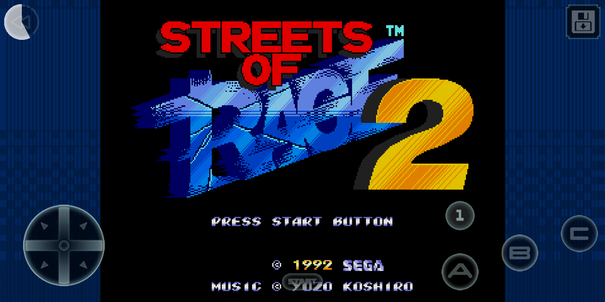 Streets of Rage 2 (Android) screenshot: Title Screen