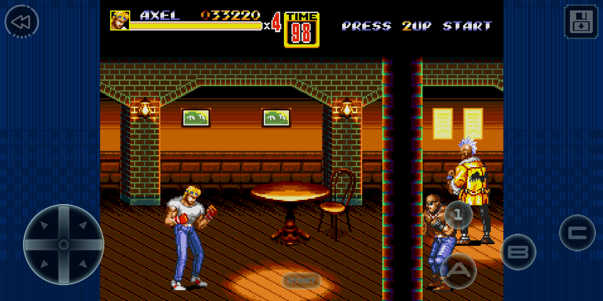 Streets of Rage 2 (Android) screenshot: Stage 1. The Café