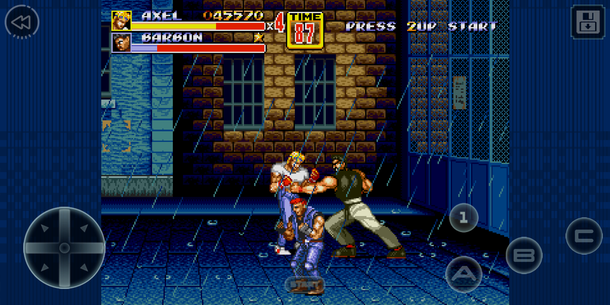 Streets of Rage 2 (Android) screenshot: Fighting with Boss of the stage