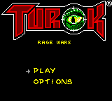 Turok: Rage Wars (Game Boy Color) screenshot: Title screen / Main menu.