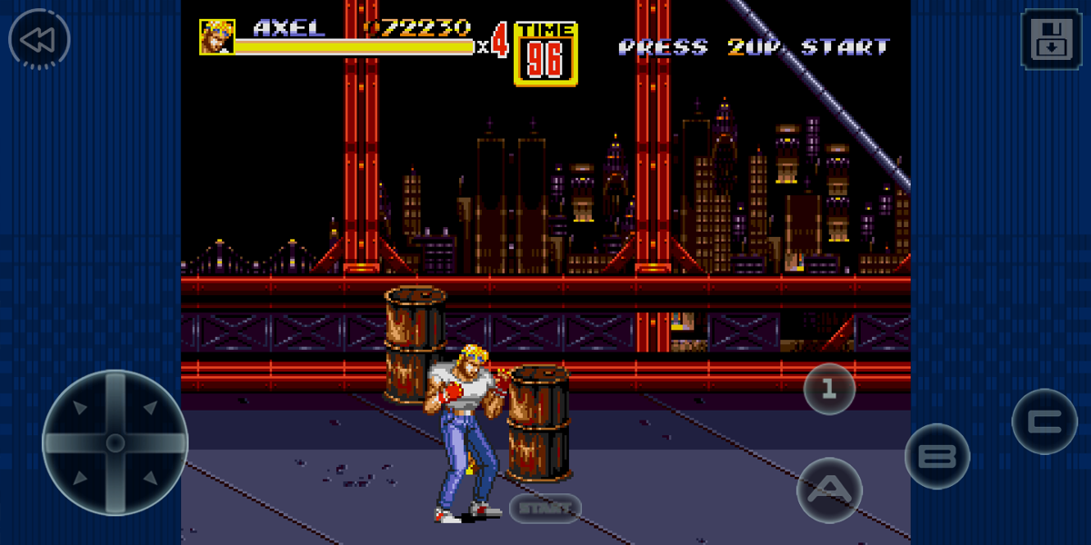 Streets of Rage 2 (Android) screenshot: Stage 2. The Bridge (Part I)