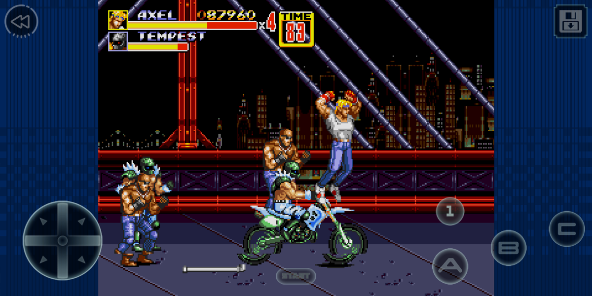 Streets of Rage 2 (Android) screenshot: Motorbikes are attacking
