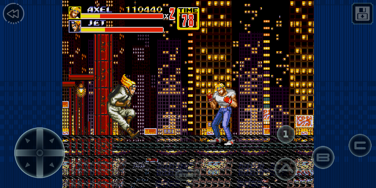 Streets of Rage 2 (Android) screenshot: Fighting with Jet