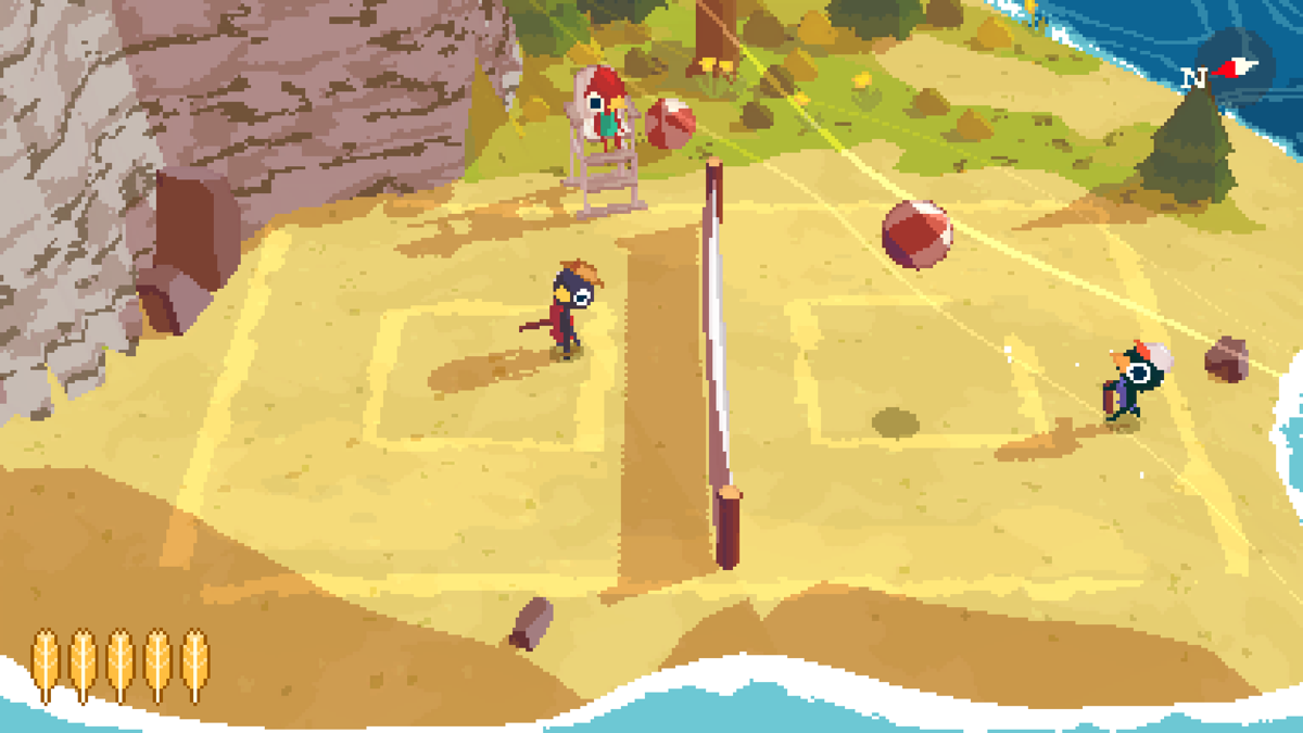 A Short Hike (Windows) screenshot: A sports mini-game on the beach