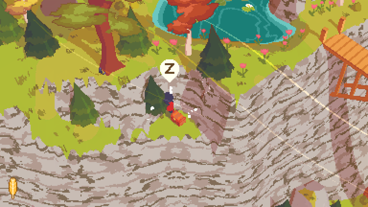 A Short Hike (Windows) screenshot: A treasure chest has been located.