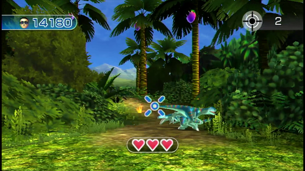 Wii Play: Motion (Wii) screenshot: Trigger Twist-Dinosaur Level