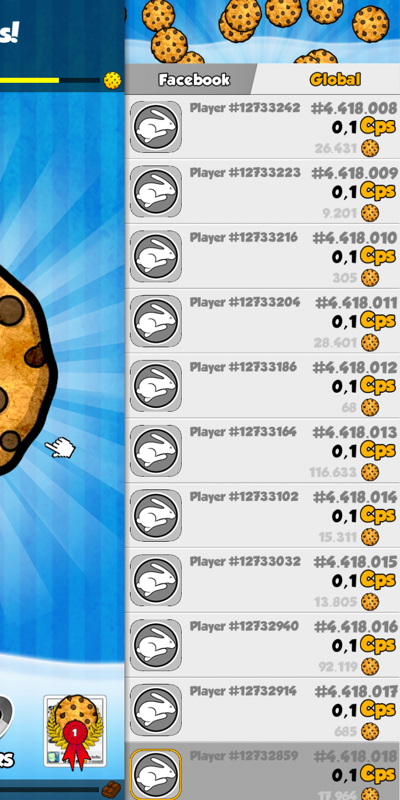 Cookie Clickers (Android) screenshot: Leaderboards