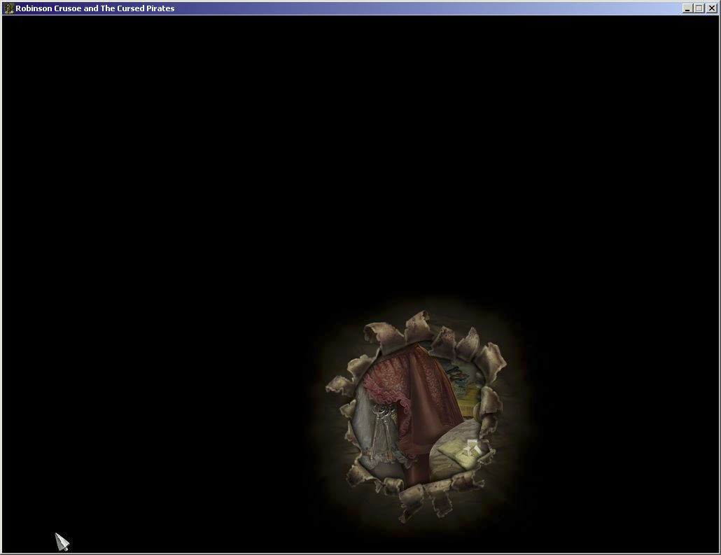 Robinson Crusoe and the Cursed Pirates (Windows) screenshot: when the player gets stuck and just cannot find that last item there's a hint feature that shows the general area to look