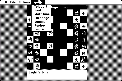 Archon: The Light and the Dark (Macintosh) screenshot: Cast a spell