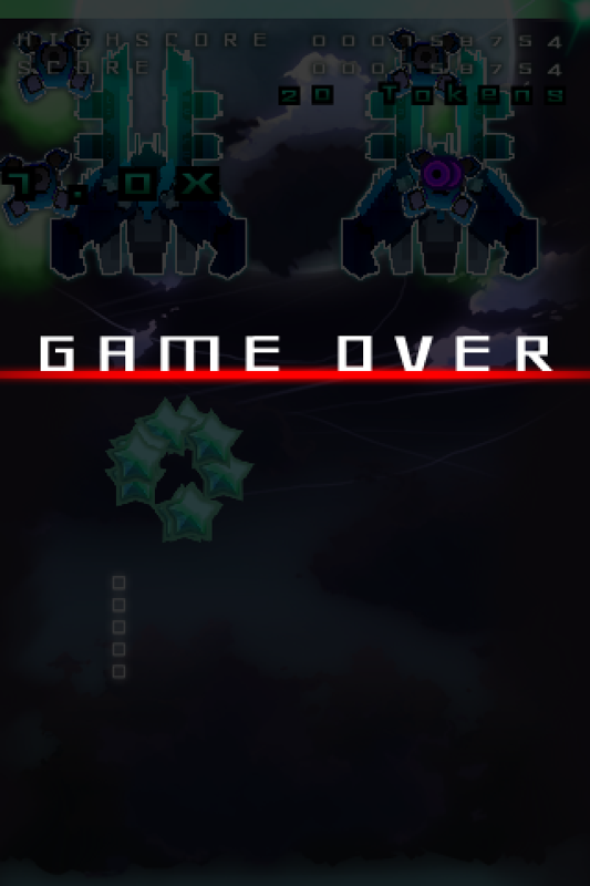 Danmaku Unlimited (iPhone) screenshot: Game over