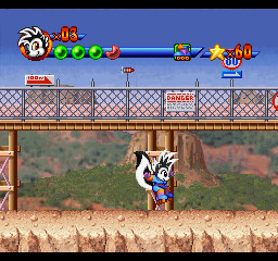 Punky Skunk (PlayStation) screenshot: This level's gadget is a set of inline skates!