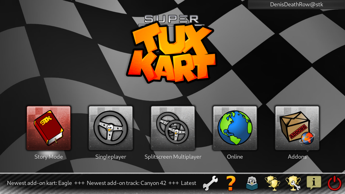 SuperTuxKart (Linux) screenshot: Main Menu