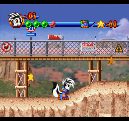 Punky Skunk (PlayStation) screenshot: The skate level scrolls automatically, challenging players to keep up.