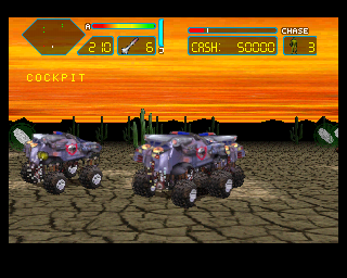 Off-World Interceptor (PlayStation) screenshot: Dash view... quite a few baddies