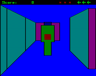 Maze (BBC Micro) screenshot: Shooting at enemy